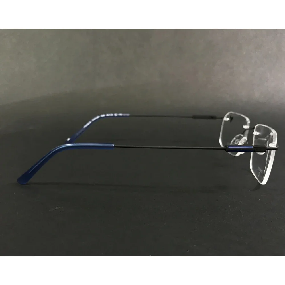 Airlock Eyeglasses Frames Crop 201 002 Black Blue Rimless Titanium 54-18-145
